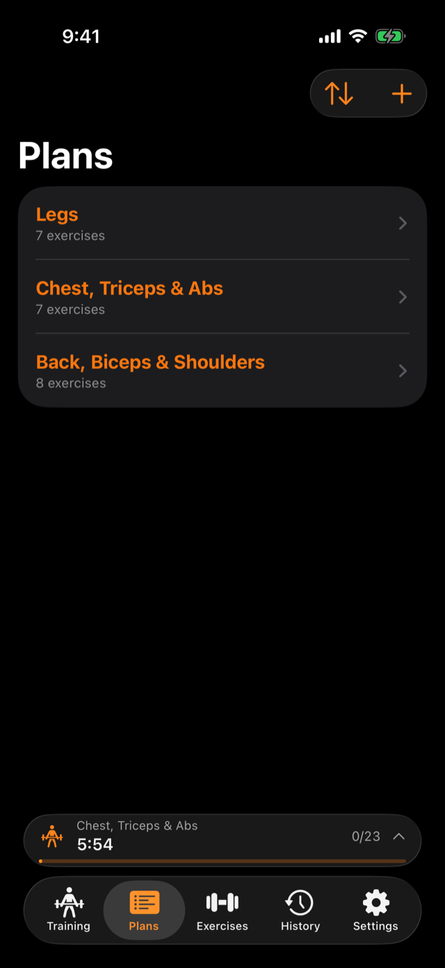 Plan list with your splits